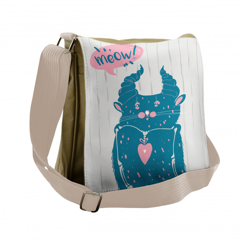 Meow Cat Speech Bubble Messenger Bag