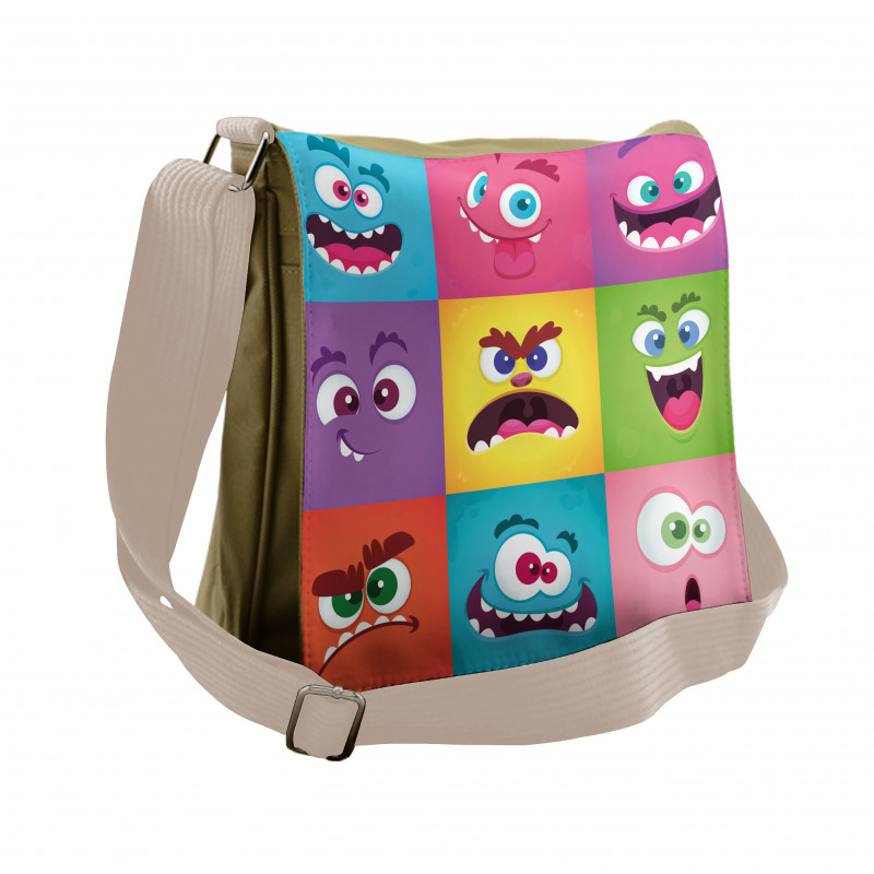 Humorous Alien Squares Messenger Bag