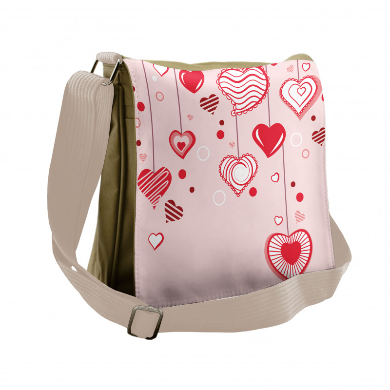 Contour Hearts Lines Messenger Bag