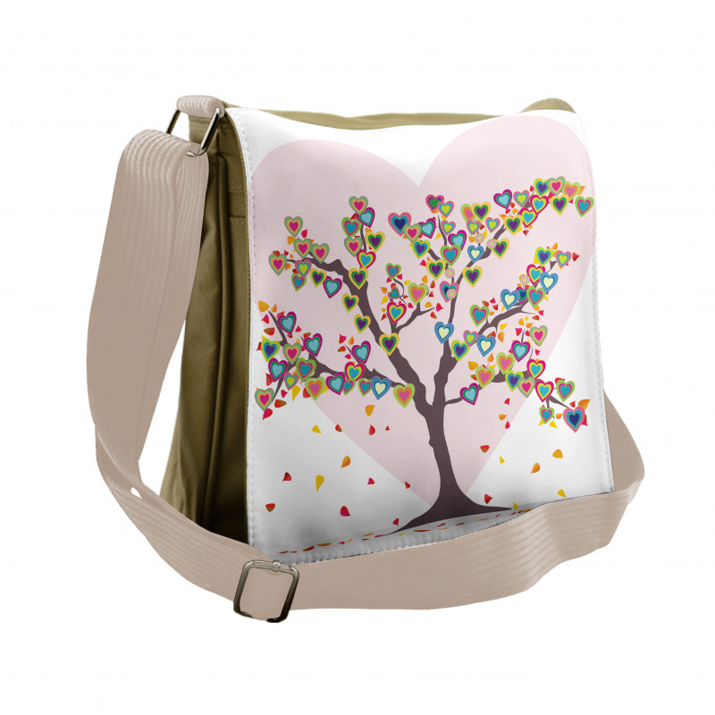 Tree with Leaves Floral Messenger Bag