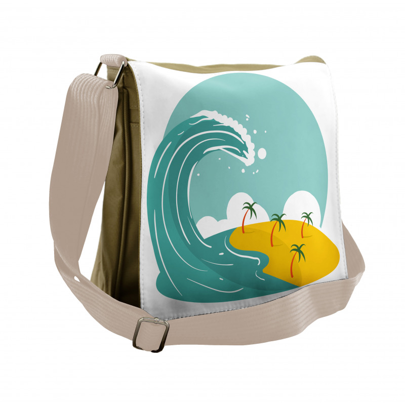 Big Wave and Palms Messenger Bag