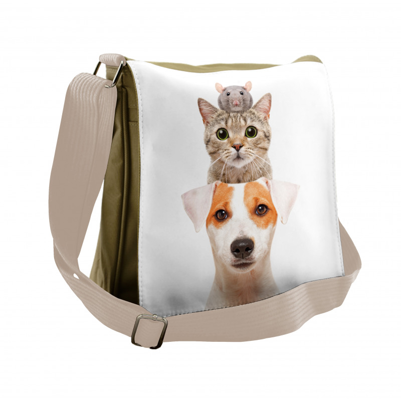 Funny Pets Portrait Design Messenger Bag