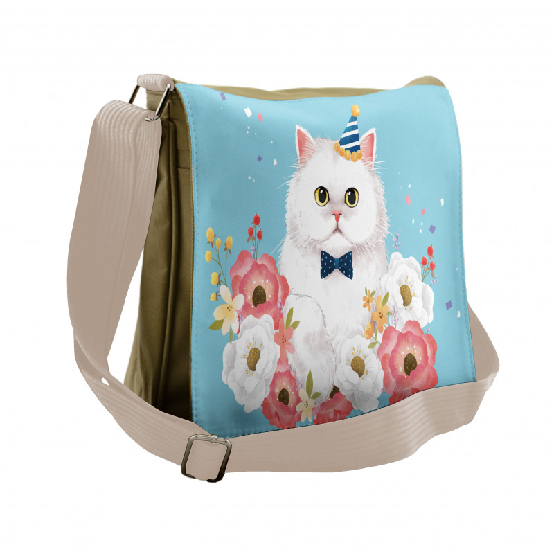 Graphical Fluffy Kitten Party Messenger Bag