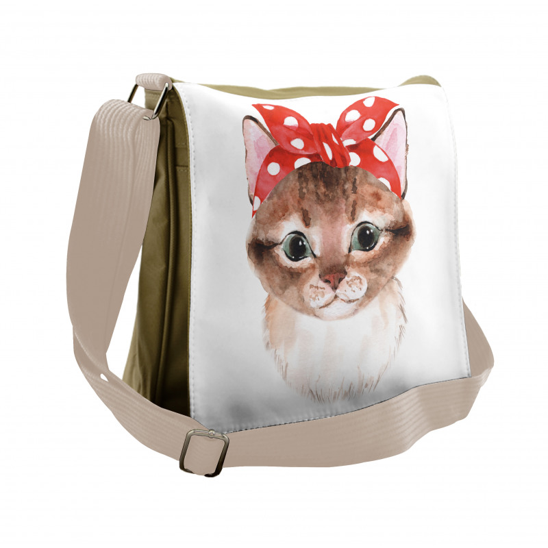 Kitten in a Dotted Bandana Art Messenger Bag