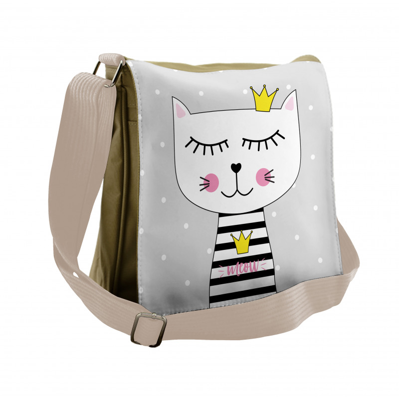 Meow Princess with a Crown Messenger Bag