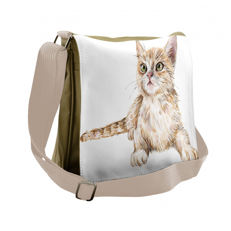 Hand Drawn Ginger Kitten Messenger Bag