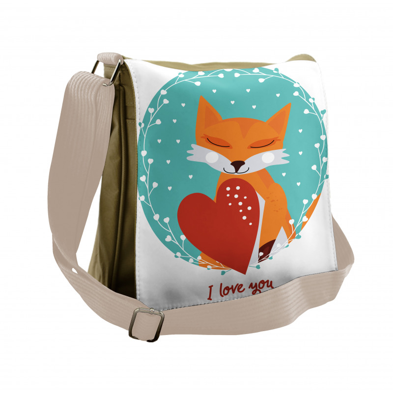 Romantic Theme Fox Heart Messenger Bag