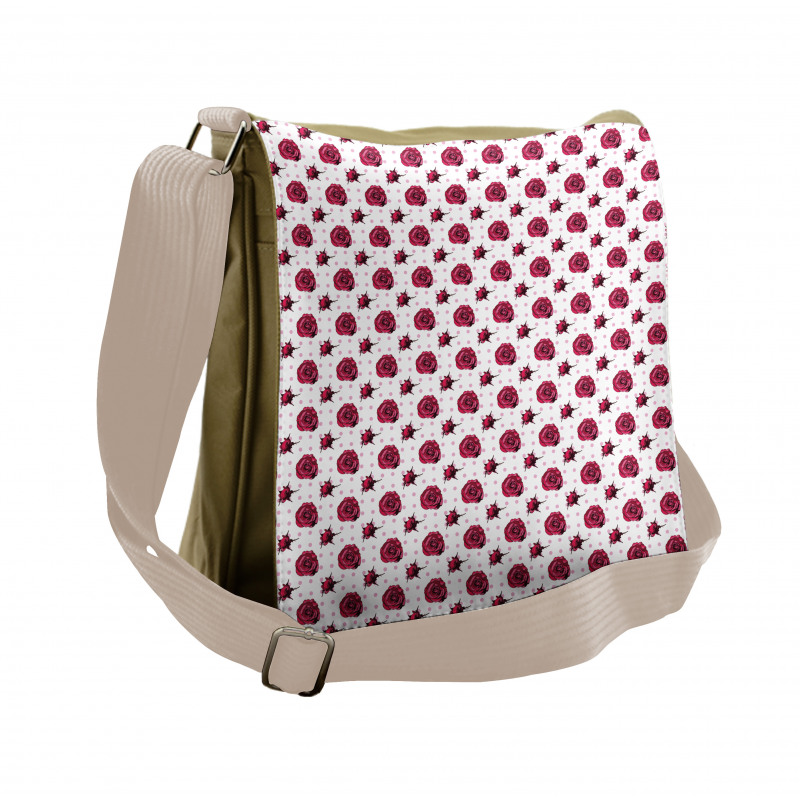 Polka Dots Flowers Messenger Bag