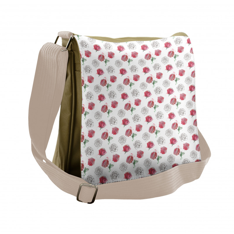 Flowers Sketch Art Messenger Bag