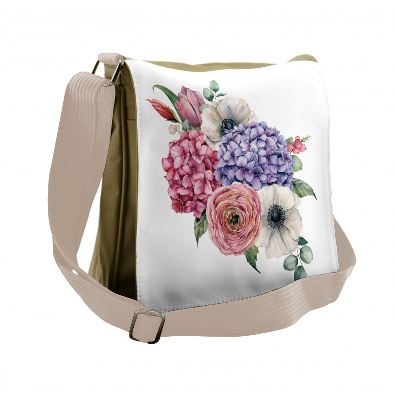 Hydrangea Mix Bouquet Art Messenger Bag