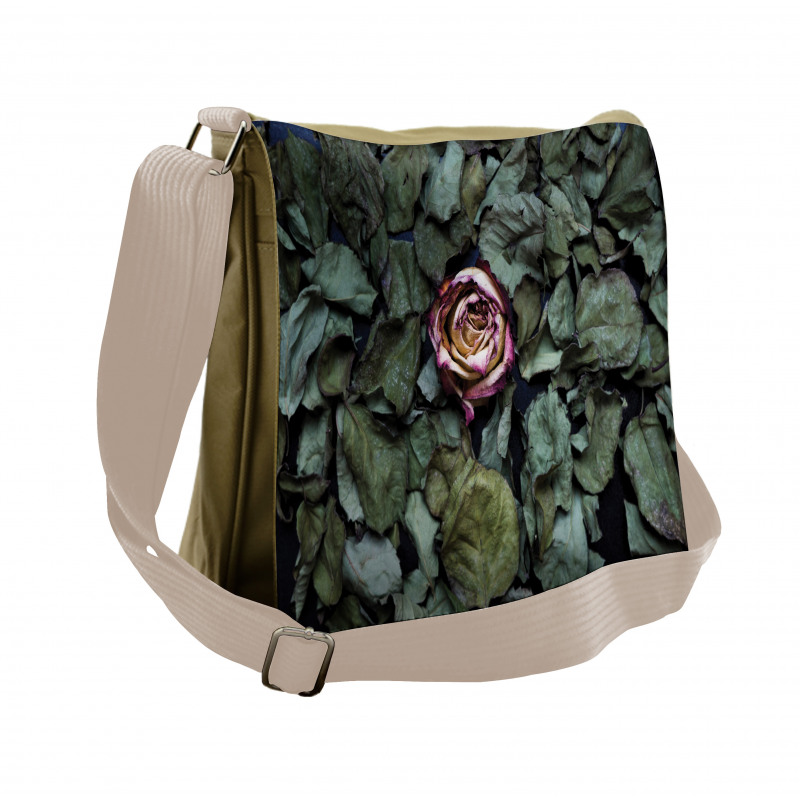 Rose Flower Dry Leaves Messenger Bag