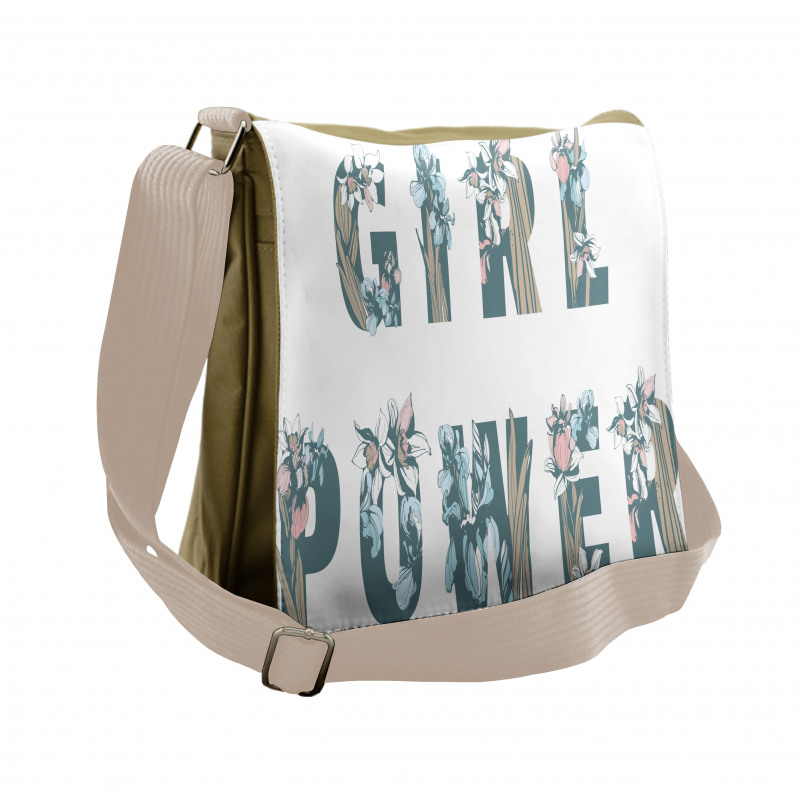 Girl Power Floral Art Messenger Bag