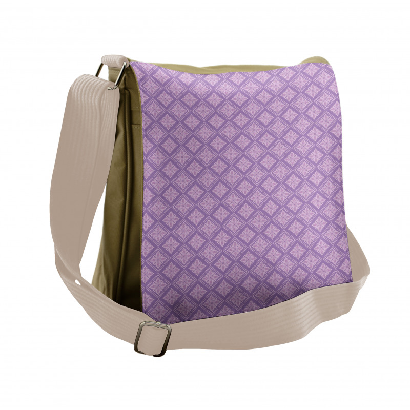 Lilac Floral Art Messenger Bag