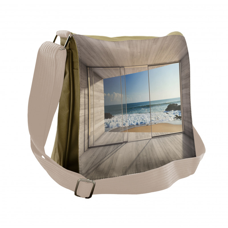 View of Sea Waves Rocks Messenger Bag