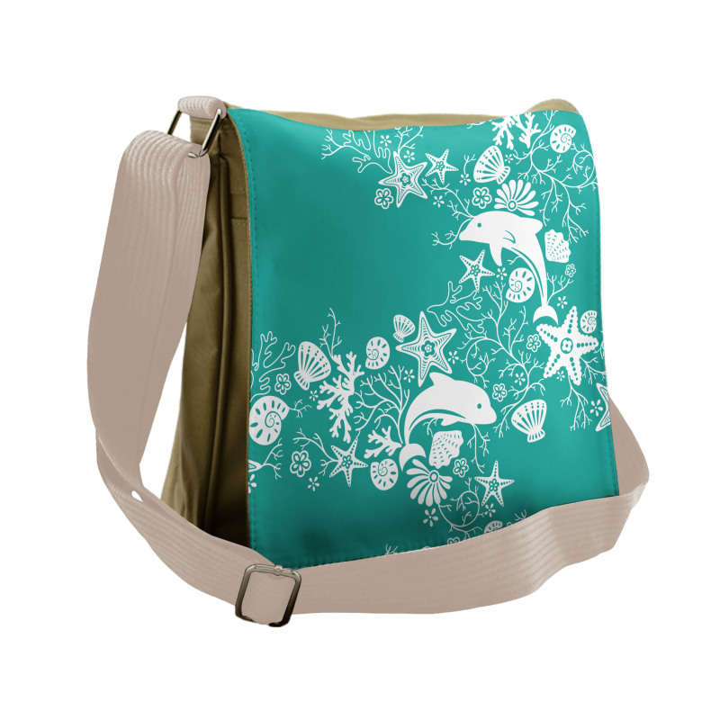 Dolphins and Flowers Messenger Bag