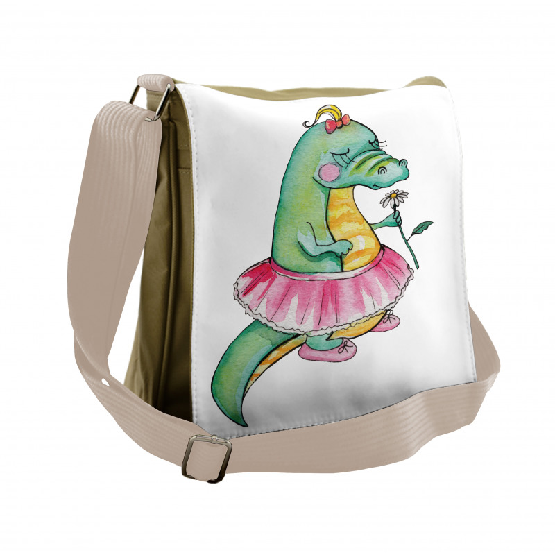 Watercolor Style Female Messenger Bag