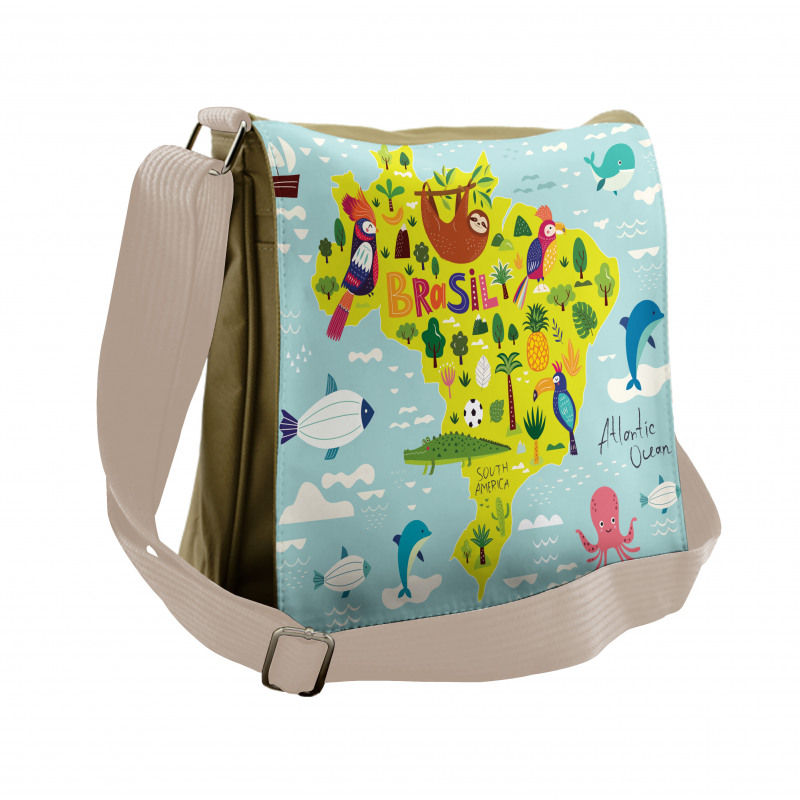 Brasil Map Symbolic Items Messenger Bag