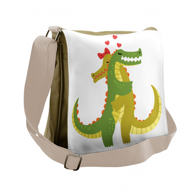 Romantic Couple Hugging Messenger Bag