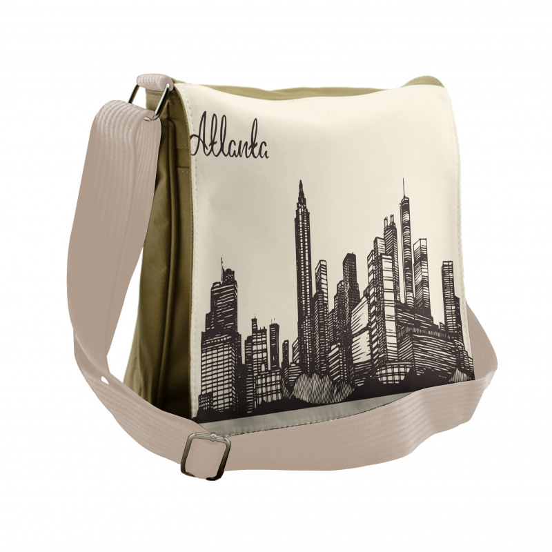 Grunge City Skyline Vintage Messenger Bag