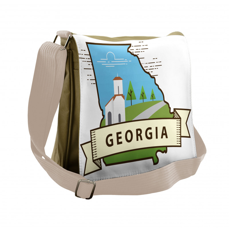 Digital Geometric Map Scene Messenger Bag