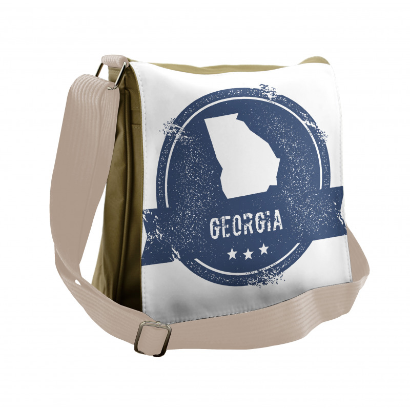 Grungy Map Silhouette Messenger Bag