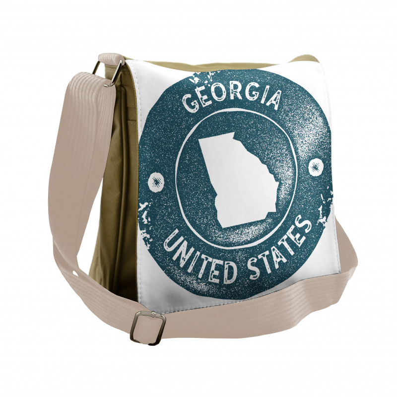 Map of Georgia Round Emblem Messenger Bag