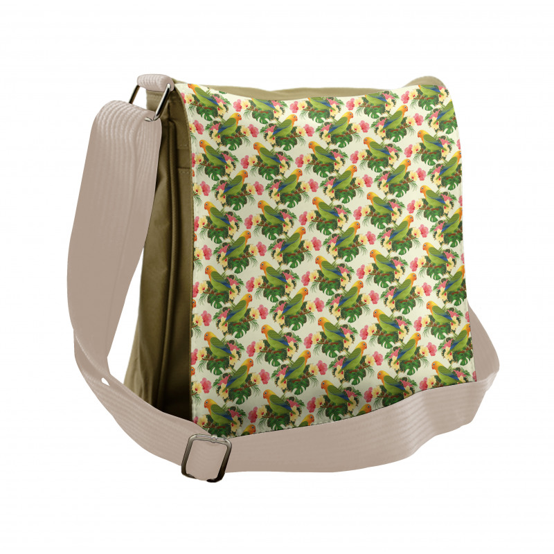 Tropical Floral Parrot Messenger Bag