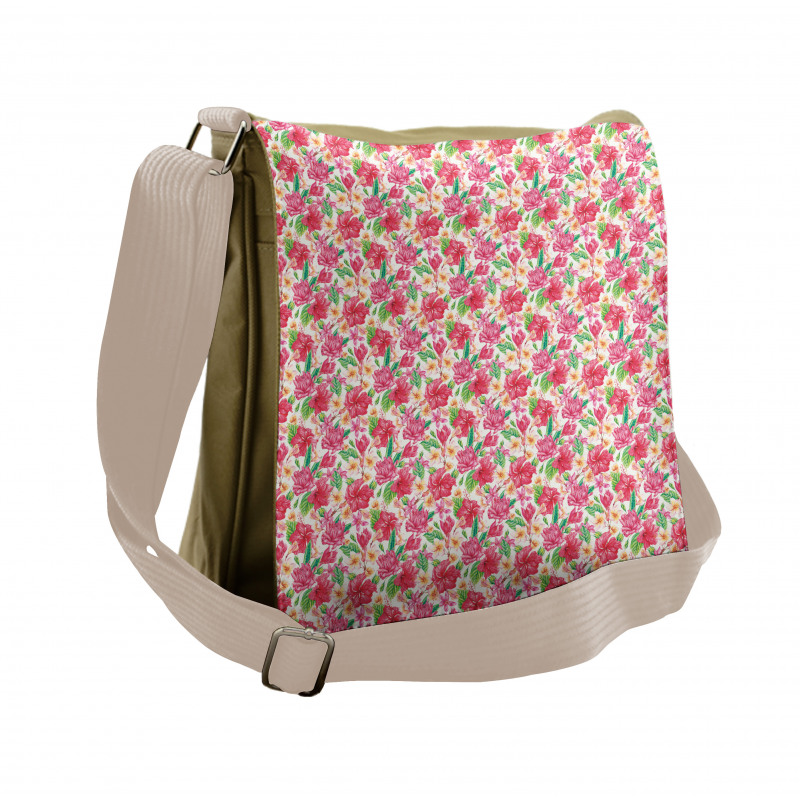 Summer Tropical Flowers Messenger Bag