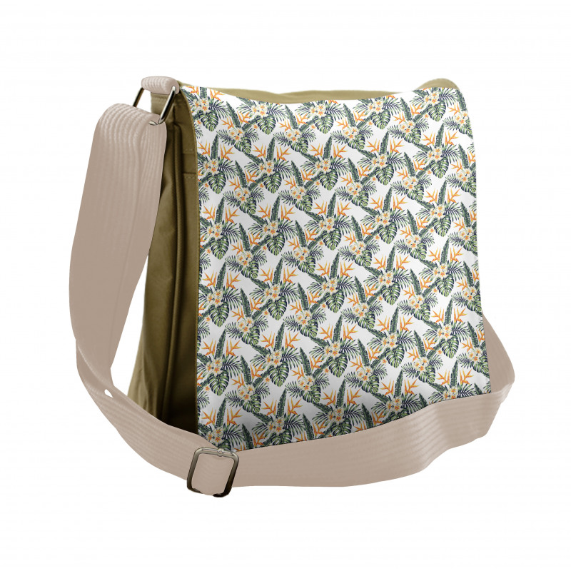 Exotic Leaves and Flower Messenger Bag