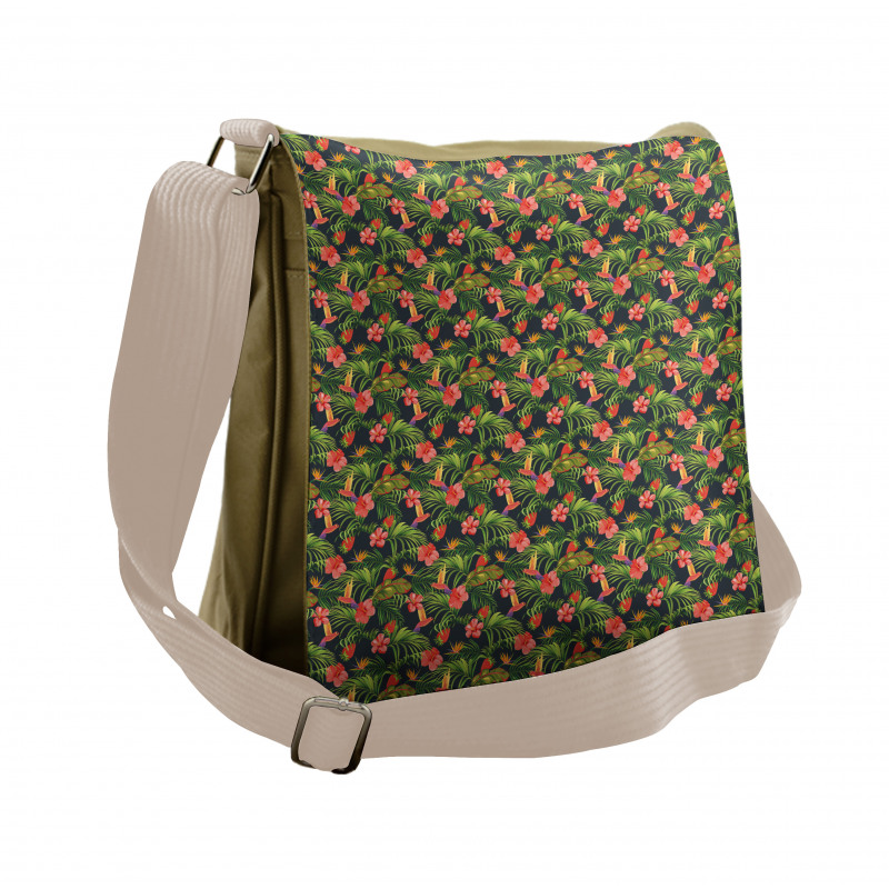 Banana Leaves Strawberry Messenger Bag