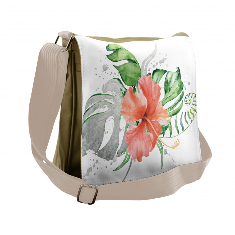 Grunge Watercolor Flower Messenger Bag