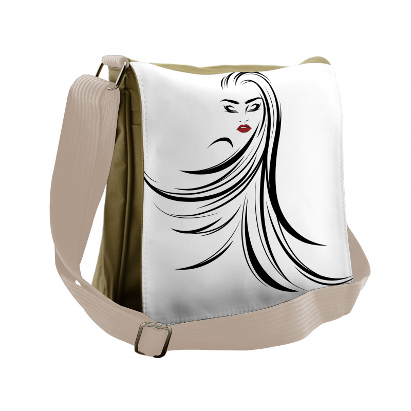 Long Straight Hair Messenger Bag