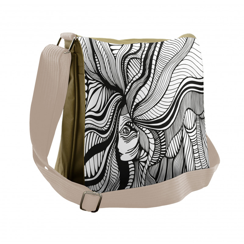 Surreal Striped Hair Messenger Bag