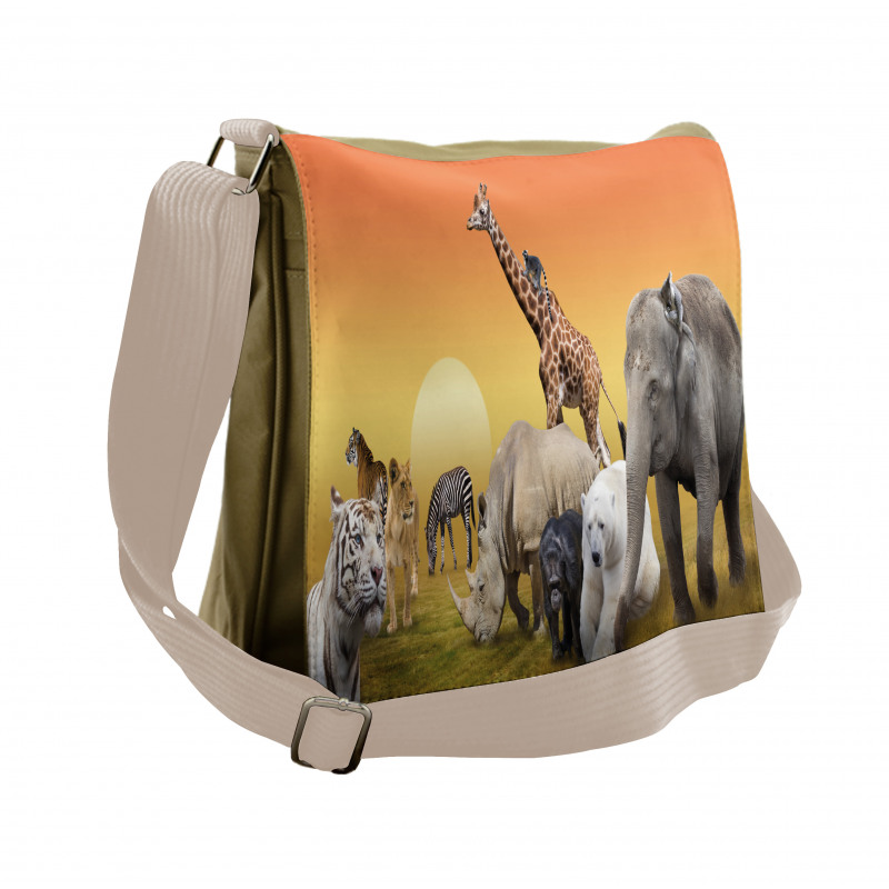 Wildlife Animals at Sunset Messenger Bag