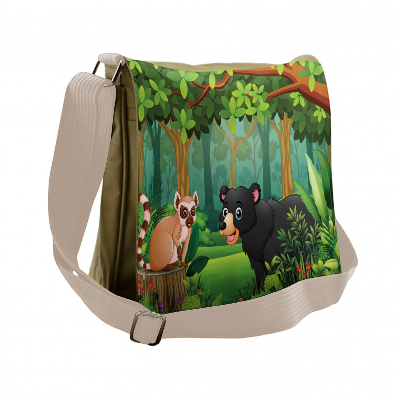 Wild Forest Life Bear Cartoon Messenger Bag