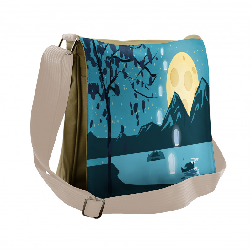 Night Landscape Moon Messenger Bag