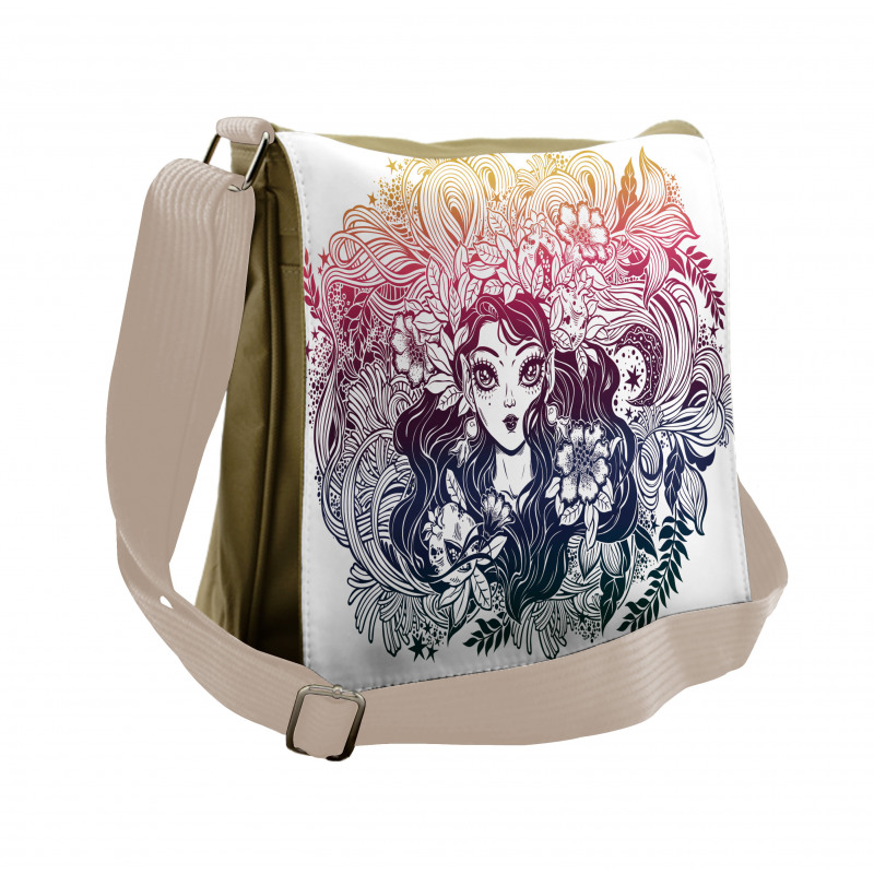 Celtic Floral Fairy Girl Messenger Bag