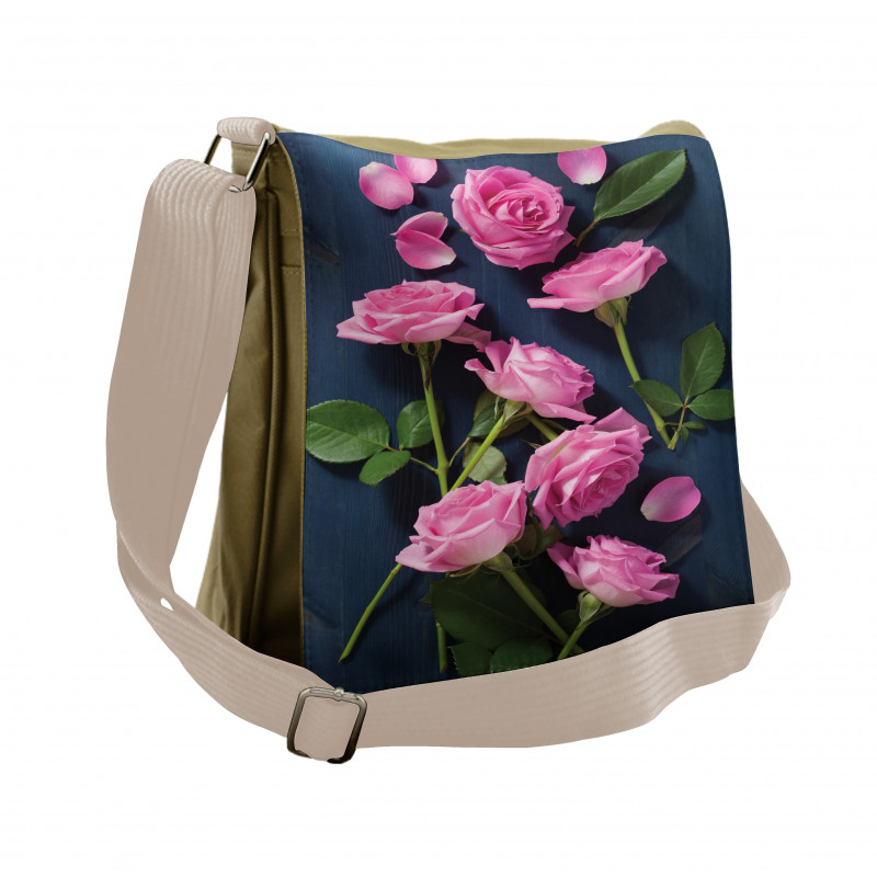 Roses Leaves on Branches Messenger Bag