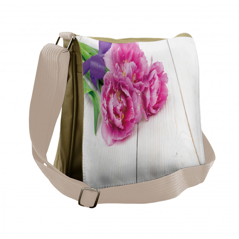 Tulips Tied with a Ribbon Messenger Bag