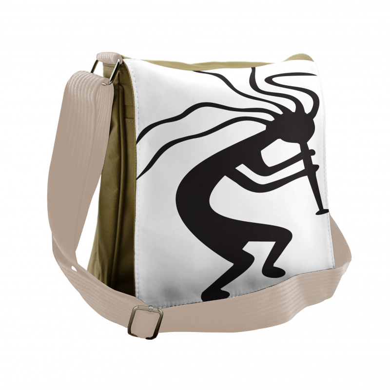 Monochrome Tribal Figure Messenger Bag