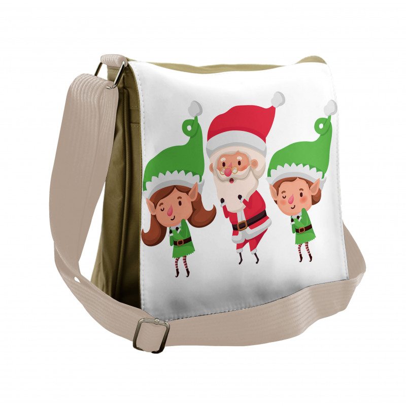 Young Girl and Boy Santa Claus Messenger Bag