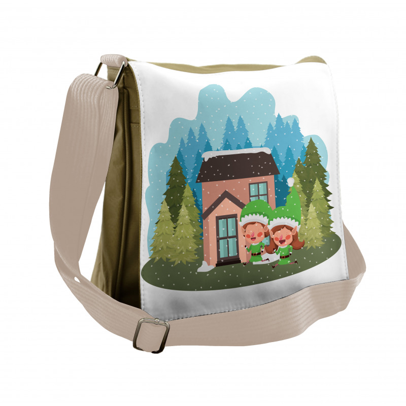 2 Dwarfs House in Winter Time Messenger Bag