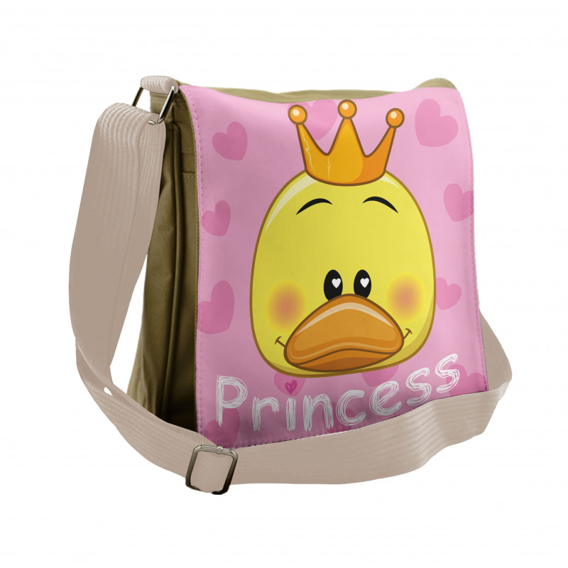 Princess Duck with Tiara Messenger Bag