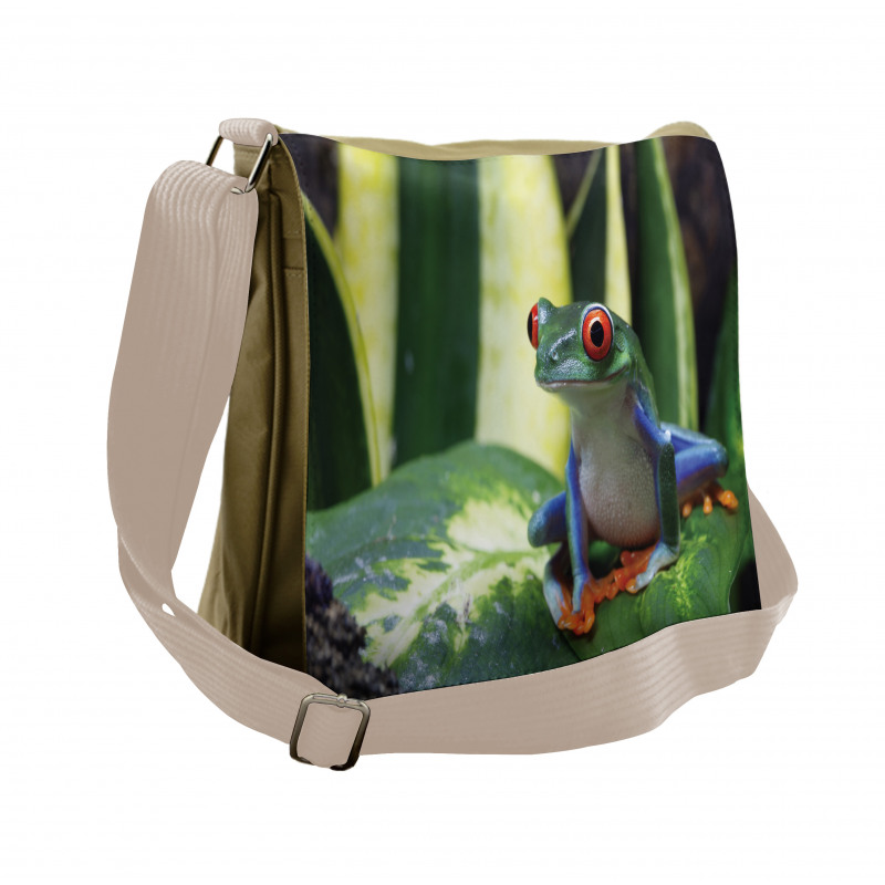 Exotic Vivid Animal on Leaf Messenger Bag