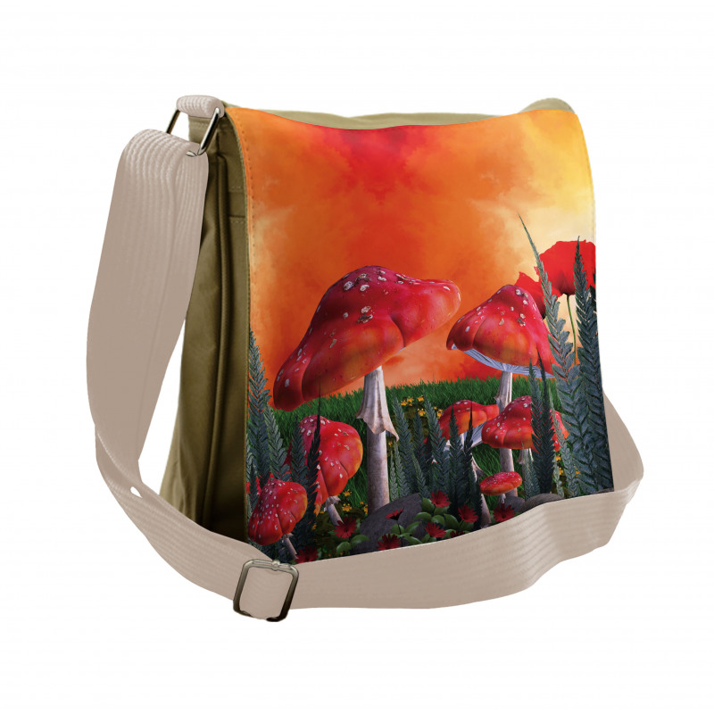 Clouds Leaves Poppies Messenger Bag