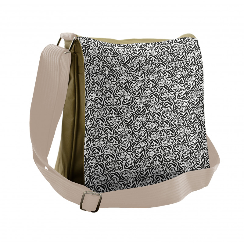 Romantic Bouquets Ink Pattern Messenger Bag