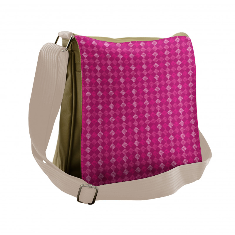 Pinkish Diagonal Squares Messenger Bag