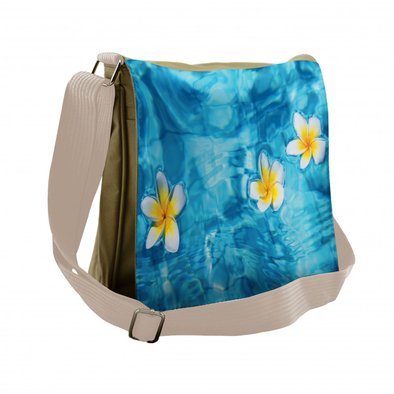 Frangipani Flower Aqua Messenger Bag