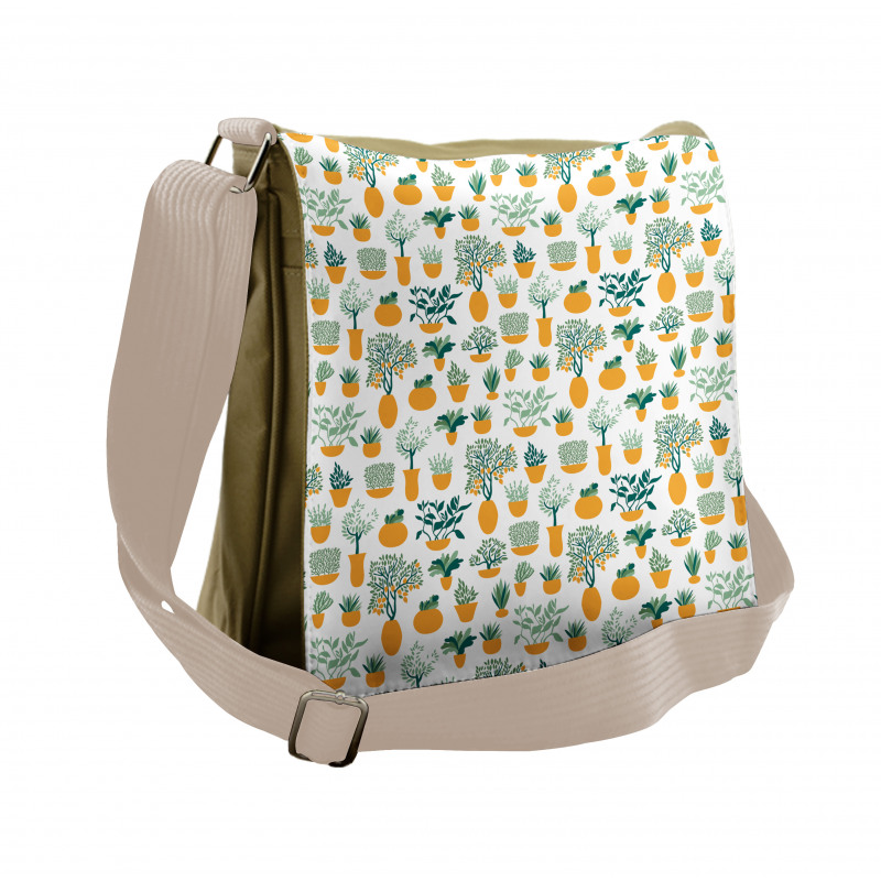 Tropical Blossom in Pots Messenger Bag