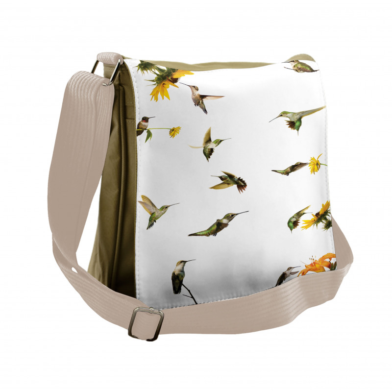 Hummingbird Sunflowers Messenger Bag